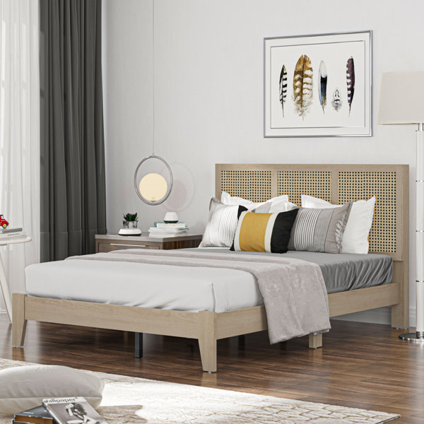 Rattan king store platform bed